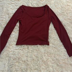 SHEIN Burgundy Long Sleeve Tee